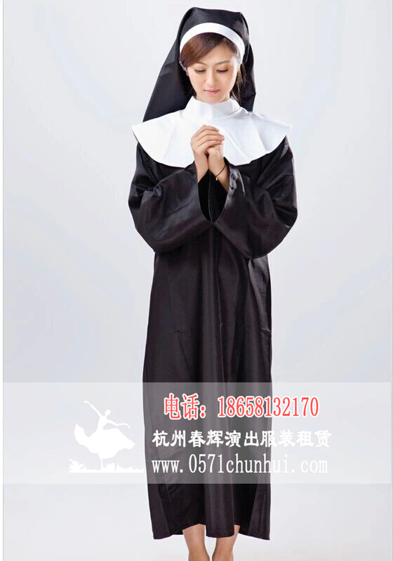 修女服装 万圣节舞台服装女 化妆舞会 牧师服 圣母玛利亚