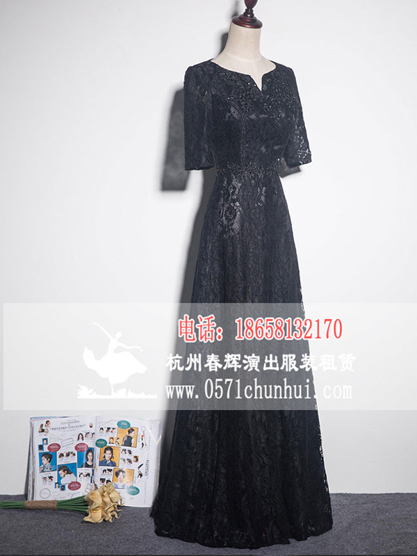 CLF 11719 晚礼服 黑色长袖蕾丝礼服